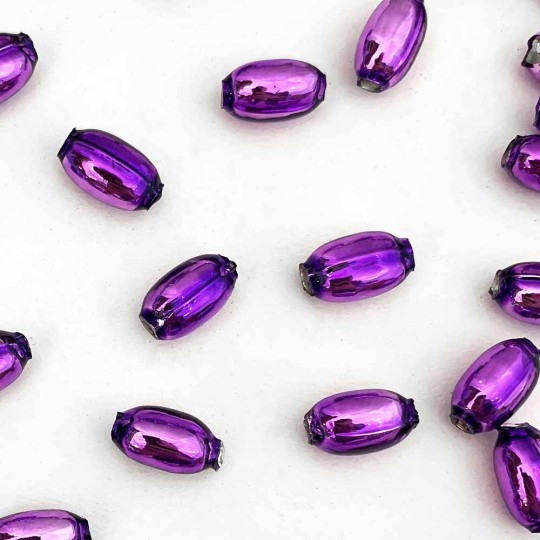 10 Violet Purple Oval Glass Beads 11 mm ~ Czech Republic