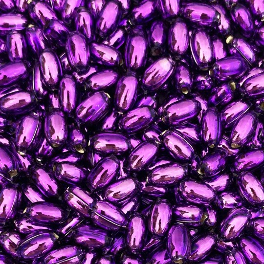 10 Violet Purple Oval Glass Beads 11 mm ~ Czech Republic