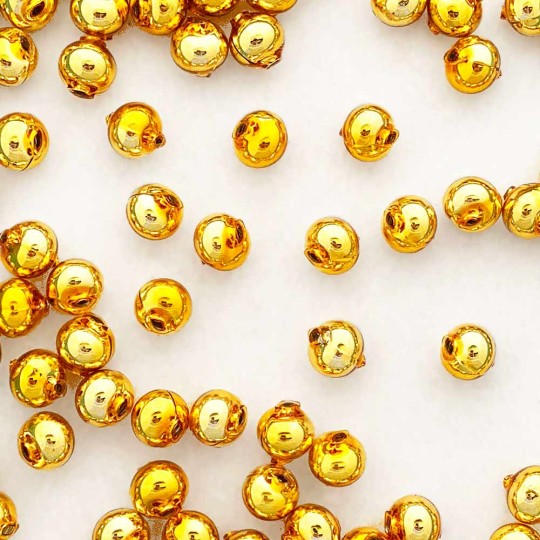 15 Gold Round Glass Beads 10 mm ~ Czech Republic