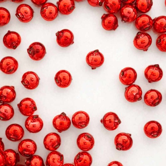 15 Red Round Glass Beads 10 mm ~ Czech Republic
