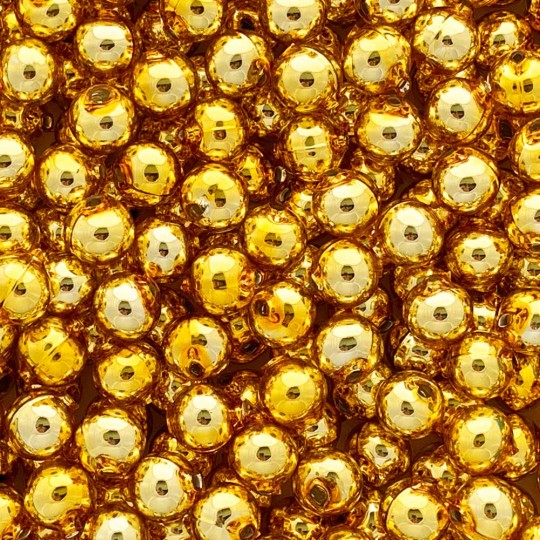12 Gold Round Glass Beads 12 mm ~ Czech Republic
