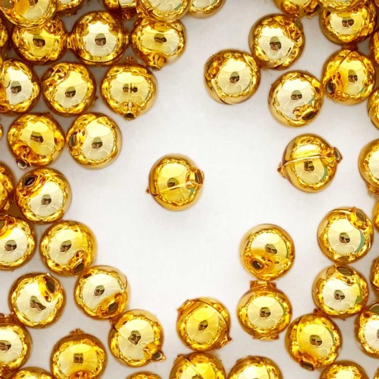 12 Gold Round Glass Beads 12 mm ~ Czech Republic
