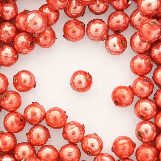 12 Pearl Coral Round Glass Beads 12 mm ~ Czech Republic