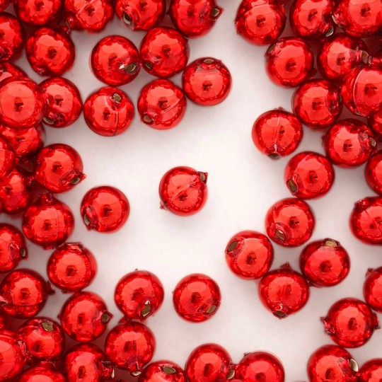 12 Red Round Glass Beads 12 mm ~ Czech Republic