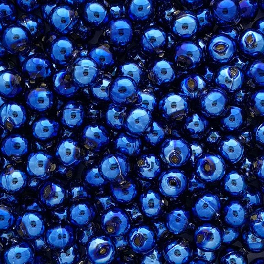 12 Blue Round Glass Beads 12 mm ~ Czech Republic