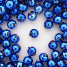 12 Blue Round Glass Beads 12 mm ~ Czech Republic
