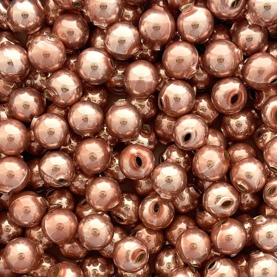10 Pearl Rose Pink Round Glass Beads 14 mm ~ Czech Republic