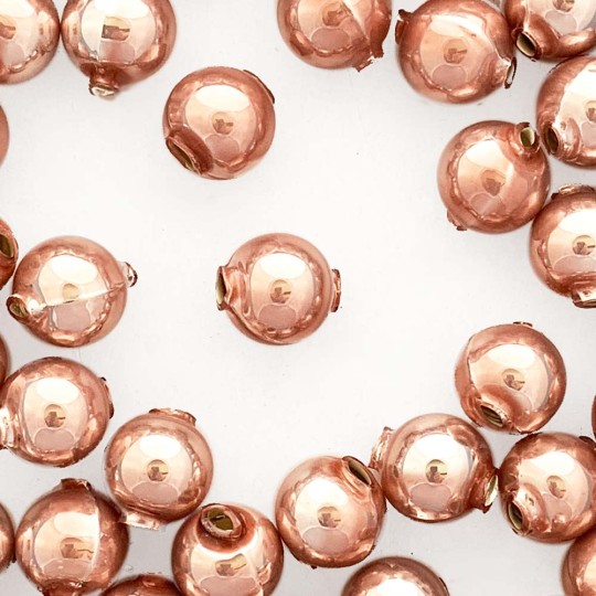 10 Pearl Rose Pink Round Glass Beads 14 mm ~ Czech Republic