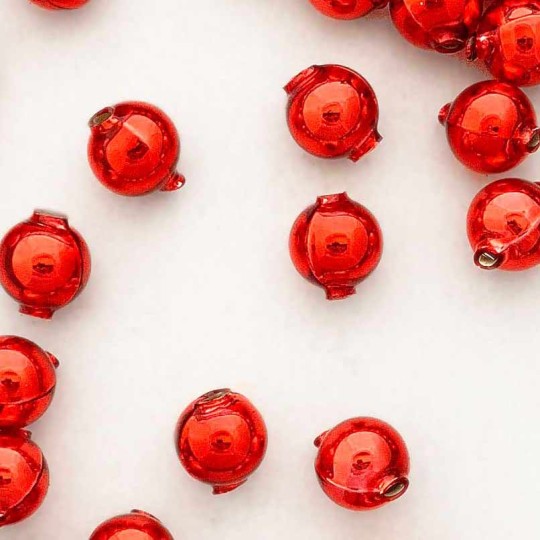 10 Glossy Red Round Glass Beads 14 mm ~ Czech Republic