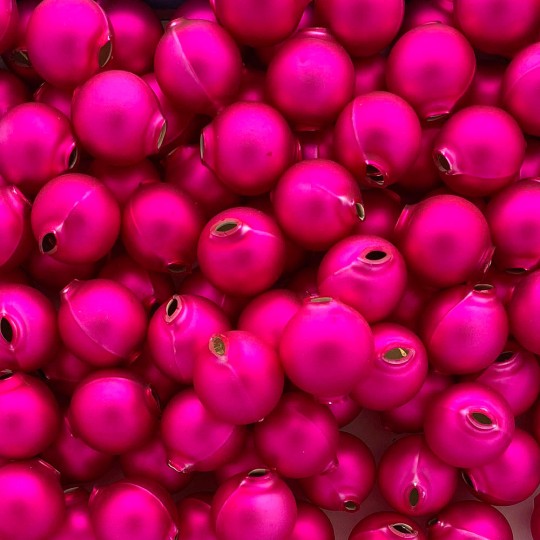 8 Matte Hot Pink Round Glass Beads 18 mm ~ Czech Republic