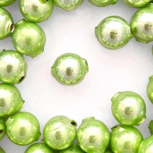 8 Pearl Green Round Glass Beads 18 mm ~ Czech Republic