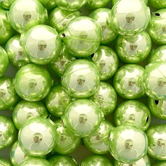 2 Pearl Green XL Round Glass Beads 25 mm ~ Czech Republic