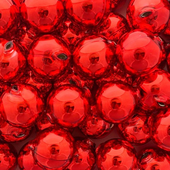 2 Red XL Round Glass Beads 25 mm ~ Czech Republic