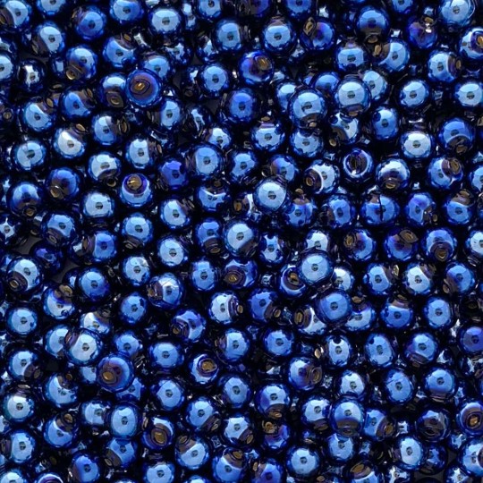 30 Blue Round Glass Beads 8 mm ~ Czech Republic