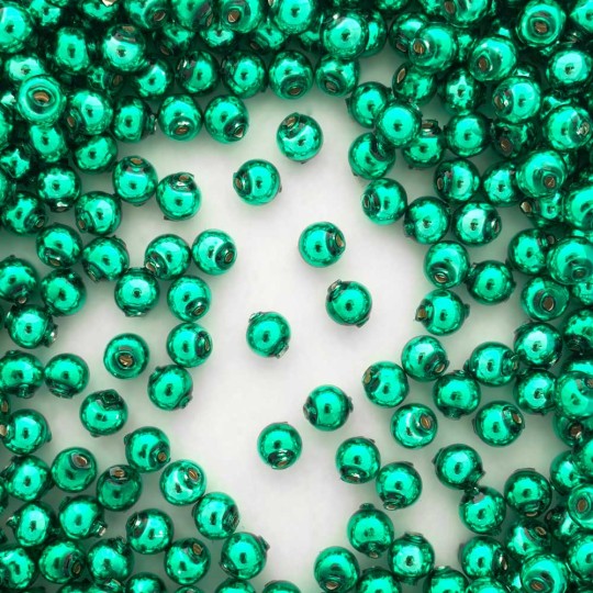 30 Green Round Glass Beads 8 mm ~ Czech Republic