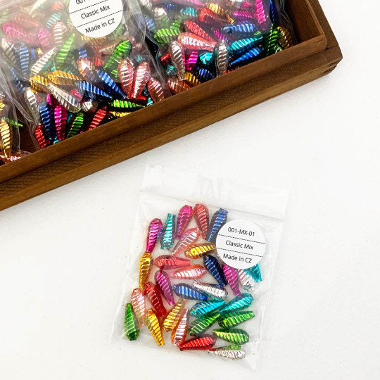 Ribbed Drop Glass Garland Beads Mixed Pack ~ 32 beads ~ Classic Mix