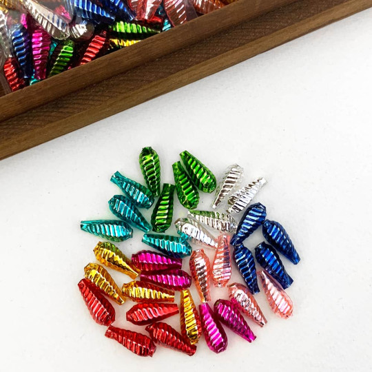 Ribbed Drop Glass Garland Beads Mixed Pack ~ 32 beads ~ Classic Mix