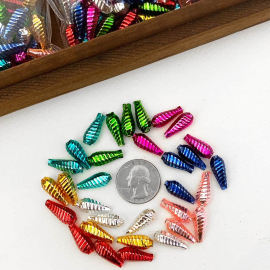 Ribbed Drop Glass Garland Beads Mixed Pack ~ 32 beads ~ Classic Mix