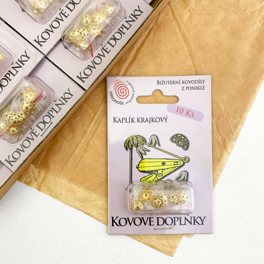 10 Small Filigree Bead Caps ~ Gold ~ Czech Republic