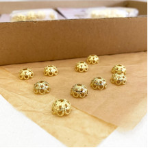 10 Small Filigree Bead Caps ~ Gold ~ Czech Republic