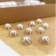 10 Pointed Bead Caps ~ Silver ~ Czech Republic