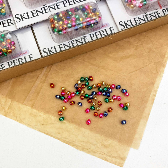 4mm Glass Garland Beads Mixed Pack ~ 60 beads ~ Glossy Mix