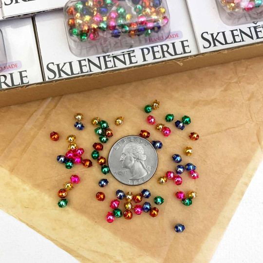 4mm Glass Garland Beads Mixed Pack ~ 60 beads ~ Glossy Mix