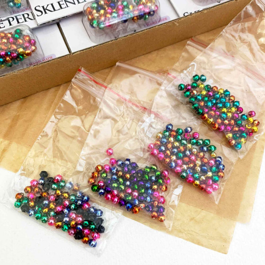 4mm Glass Garland Beads Mixed Pack ~ 60 beads ~ Glossy Mix