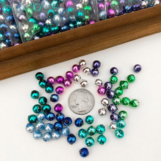 8mm Glass Garland Beads Mixed Pack ~ 64 beads ~ Icy Mix