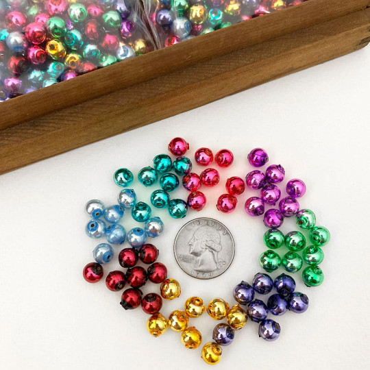 8mm Glass Garland Beads Mixed Pack ~ 64 beads ~ Gem Mix