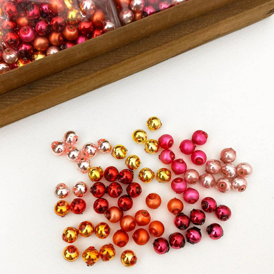 8mm Glass Garland Beads Mixed Pack ~ 64 beads ~ Hot Mix