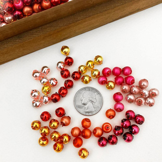 8mm Glass Garland Beads Mixed Pack ~ 64 beads ~ Hot Mix