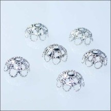 10 Small Filigree Bead Caps ~ Silver ~ Czech Republic