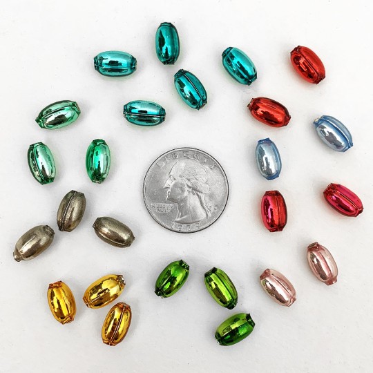 10 Lime Green Oval Glass Beads 11 mm ~ Czech Republic