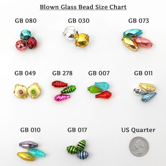 5 Gold and Blue Extra Fancy Blown Glass Beads .875" ~ Czech Republic