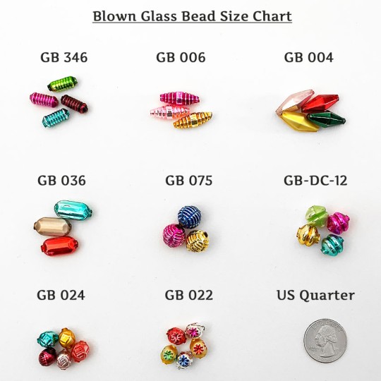 7 Green Diamond Cut Blown Glass Beads 1" ~ Czech Republic
