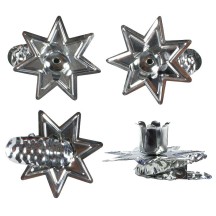 8 Silver Star Candle Clips ~ Made in Germany