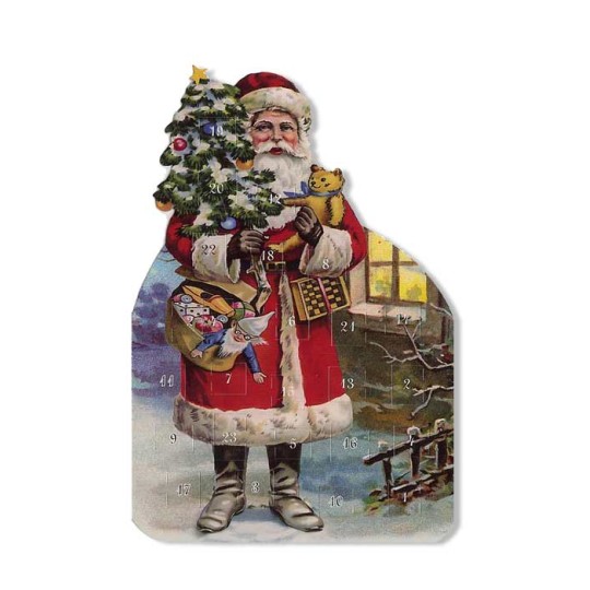 Santa with Teddy Bear Advent Calendar Card ~ Germany