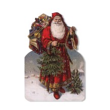 Saint Nick with Tree and Skates Advent Calendar Card ~ Germany