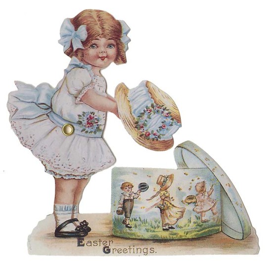 Victorian Girl with Easter Bonnet Moving Card