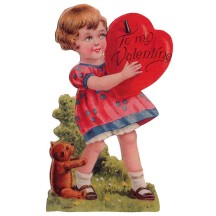 Girl & Teddy Bear Easel Valentine Card