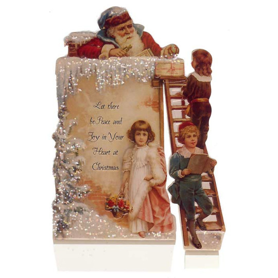 Standing Victorian Santa In Chimney Christmas Card
