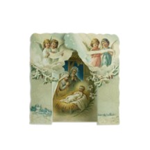 3D Standing Angels and Nativity Scene Christmas Card