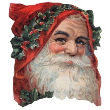 Standing Victorian Santa with Holly Christmas Card