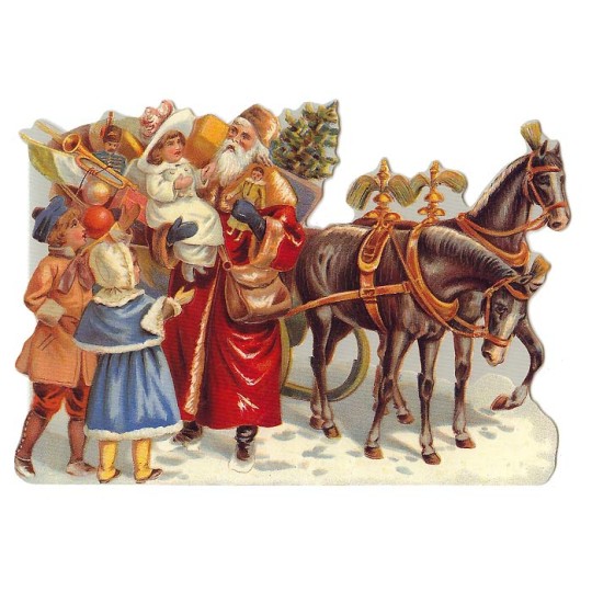 Victorian Santa with Horses Christmas Card ~ England
