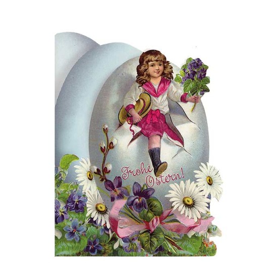 Die Cut Victorian Egg & Flower Easter Card ~ Germany