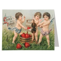 Cherubs Washing Hearts Valentine Card