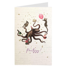 Whimsical Octopus Party Glittered Card ~ Germany