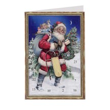Vintage Santa with Sled Advent Calendar Card ~ Germany