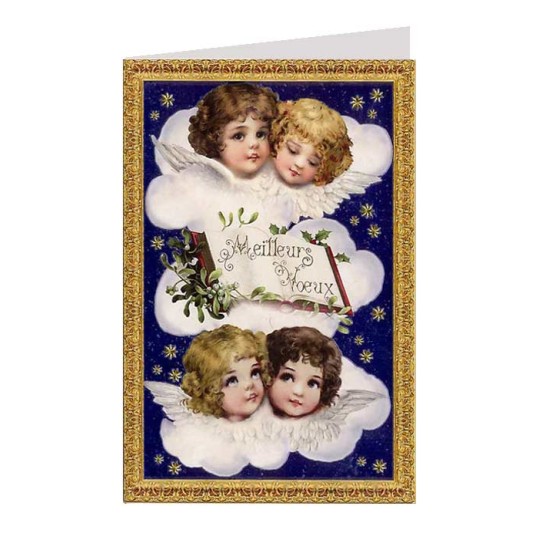 Heavenly Angels Blue Foiled Christmas Card ~ Germany